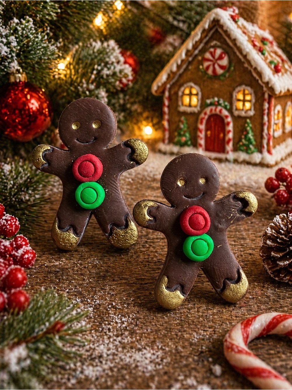 Holiday Gingerbread Handmade Polymer Clay Earrings
